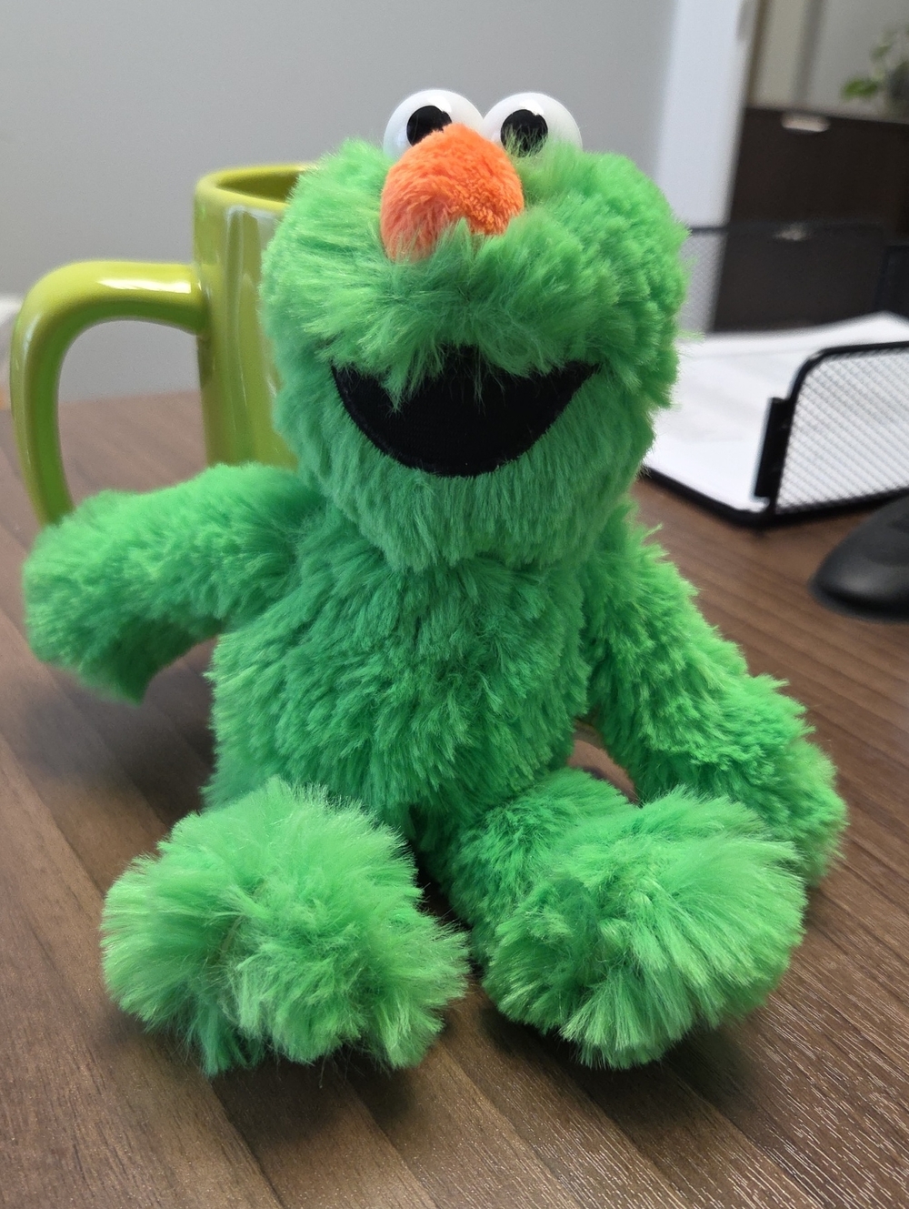 Sesame Streer Green Elmo Plush Character Toy with Orange Nose - Kids Toy